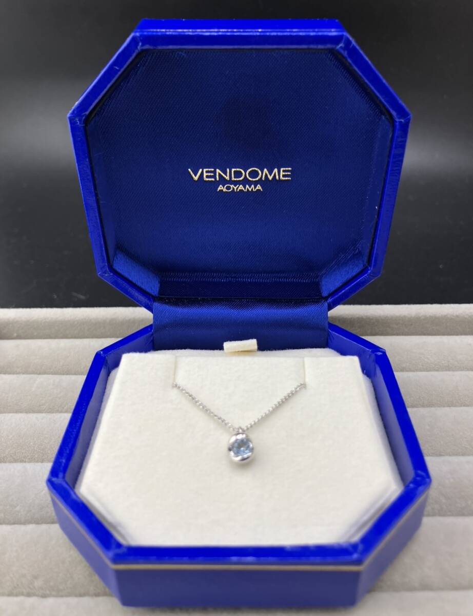 ★美品！ VENDOME AOYAMA アクアマリン K18WG ネックレス 18金 ホワイトゴールド ケース付き