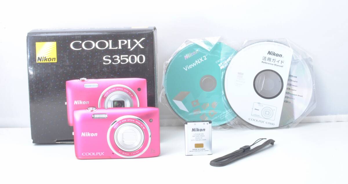 【訳アリ動作品】ニコン　Nikon　COOLPIX　S3500　コンパクトデジタルカメラ　ワインレッド　ジャンク扱い　＃B0402②