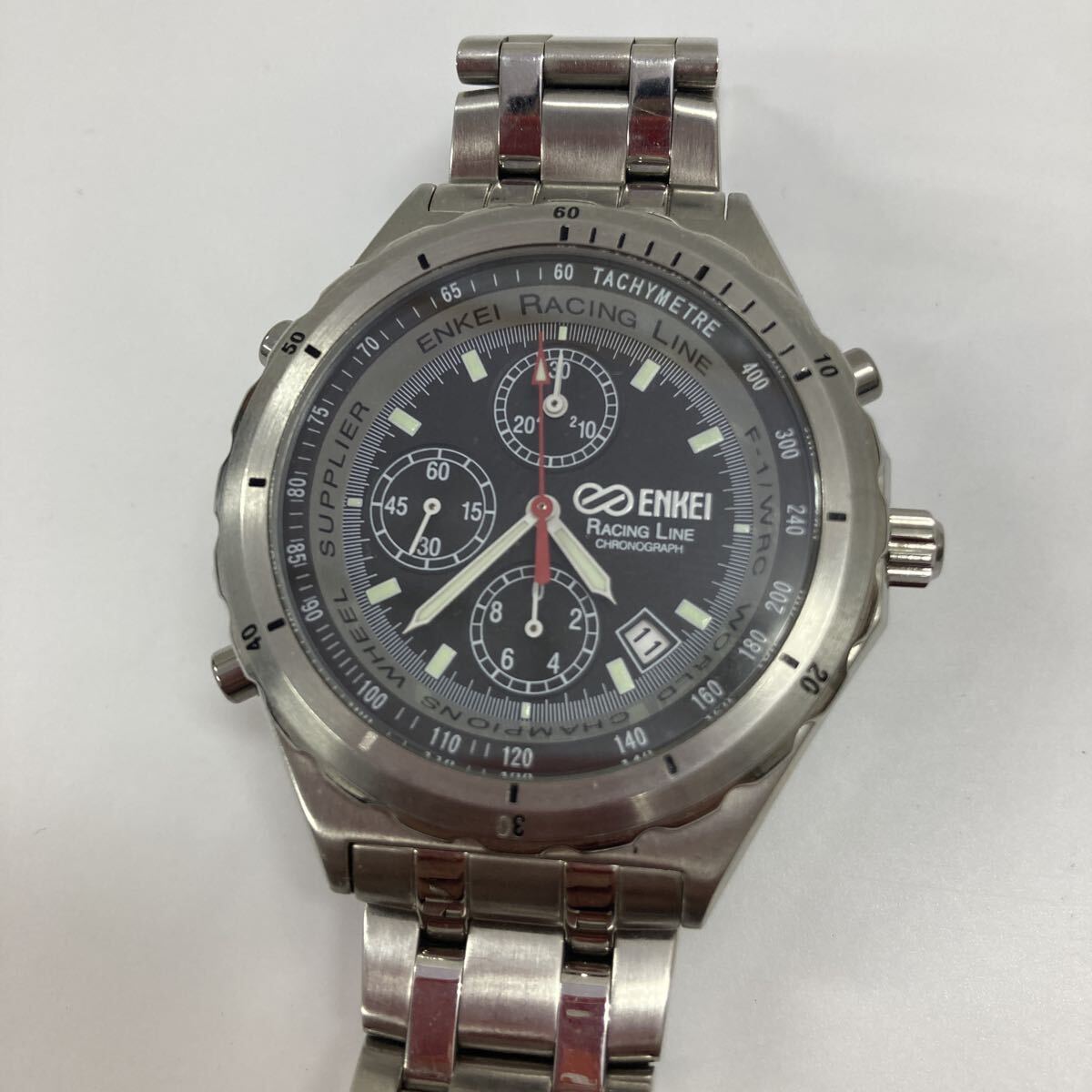 １円〜 ENKEI エンケイ レーシングライン クロノグラフ ブラック文字盤 クォーツ 腕時計 黒文字盤