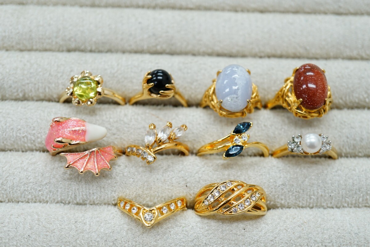 B483 ゴールドカラー 海外製含む リング 指輪 10点セット ヴィンテージ アクセサリー 大量 まとめて おまとめ まとめ売り