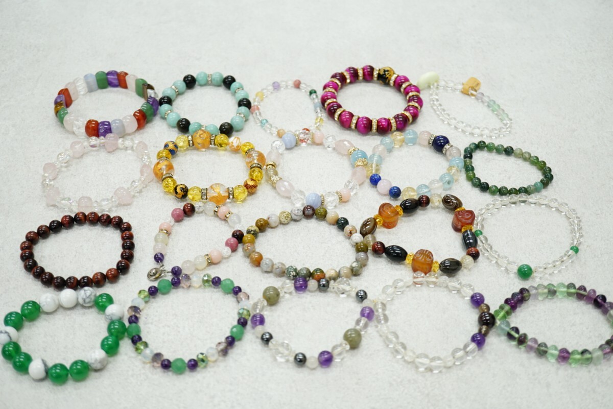 C649 全て天然石 カラーストーン ブレスレット 20点セット アクセサリー ヴィンテージ 大量 まとめて おまとめ まとめ売り バングル