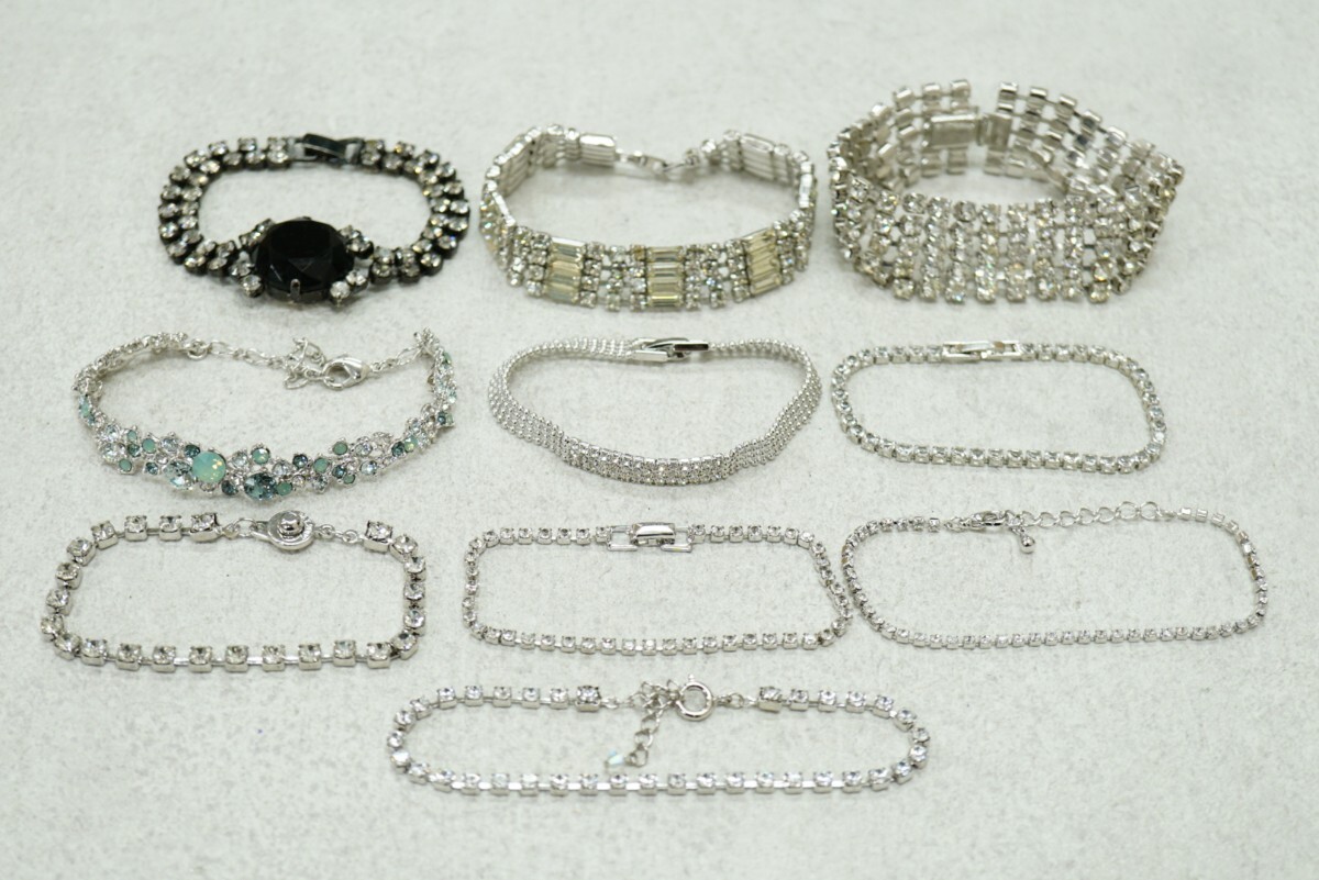 B475 海外製含む ラインストーンなど ヴィンテージ ブレスレット 10点セット アクセサリー 大量 まとめて おまとめ まとめ売り