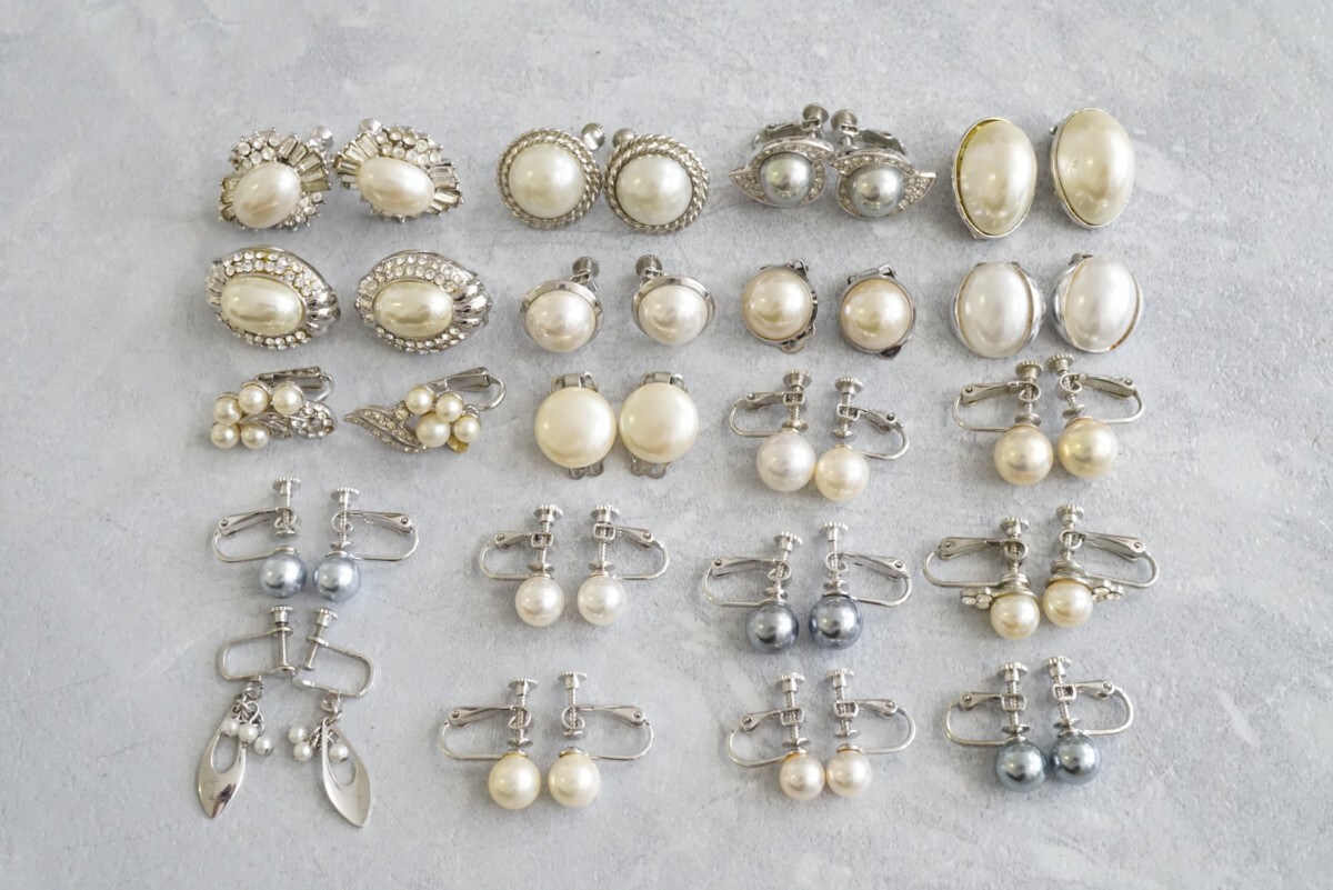 C631 パール風 海外製など イヤリング 両耳揃い 20点セット ヴィンテージ アクセサリー 大量 まとめて おまとめ まとめ売り 装飾品