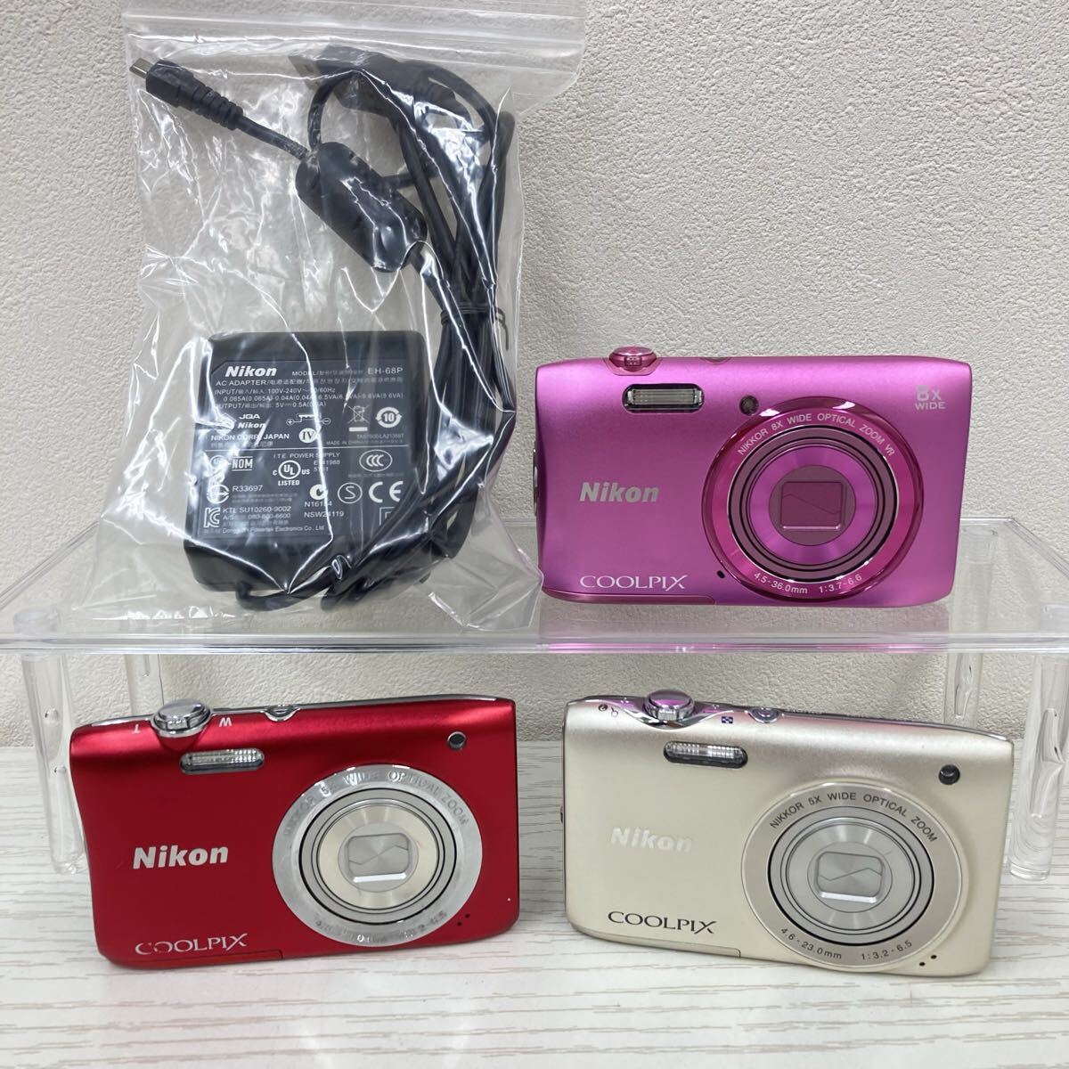 【O2294-j】デジタルカメラ 3点 まとめ Nikon COOLPIX s3600 s2900 s3100 デジカメ ニコン ピンク ゴールド レッド