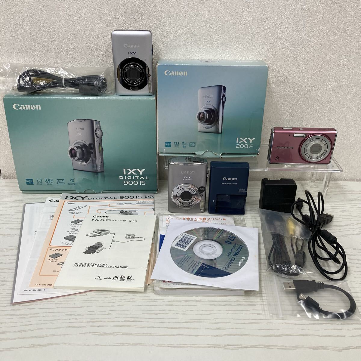 【B2296-j】デジタルカメラ 3点 まとめ CANON digital ixy 900 is 200 F OLYMPUS fe-4020 シルバー ピンク 