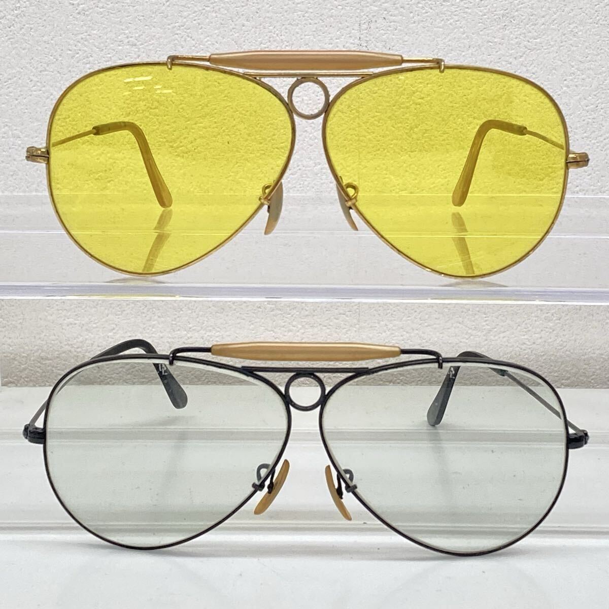 【H2284-z】メガネ サングラス ray-ban 2点 まとめ レイバン ヴィンテージ B&L ボシュロム社製 シューター ゴールド ブラック USA 現状品