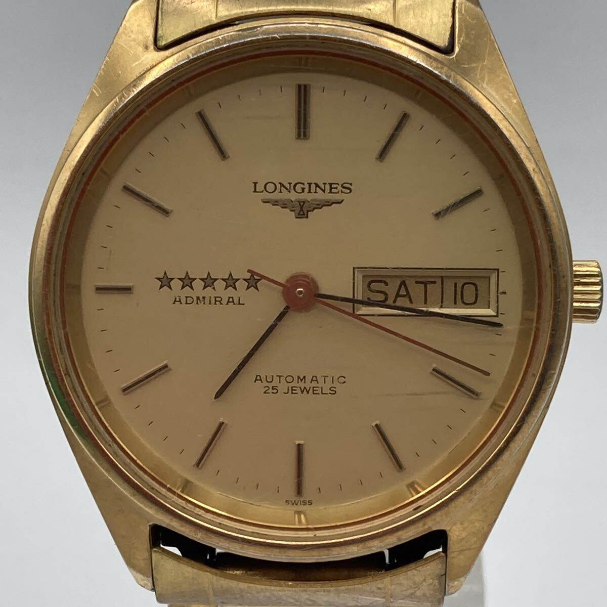 【A2290-i】腕時計 LONGINES admiral l7.634.2 ロンジン 25石 ゴールド アドミラル 自動巻き 稼働品 デイデイト