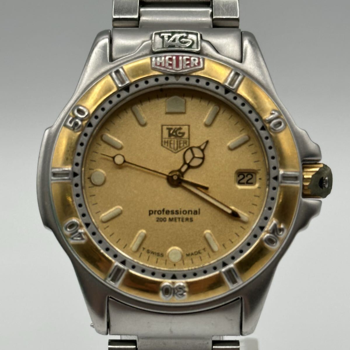 【B2298-i】腕時計 TAG HEUER professional 200m 995 413 B74586 タグホイヤー デイト タグ ゴールド文字盤 プロフェッショナル