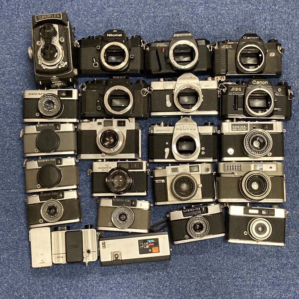 【Z2302-j】 カメラ　Nikon PENTAX Canon MINOLTA OLYMPUS RICOH SUPERFLEX konica フィルムカメラ　ジャンク　動作未確認　まとめ