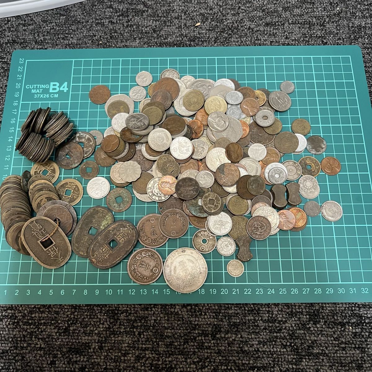 【まとめ売り １円スタート 古銭】古銭 約1.4kg 天保通宝 寛永通宝 海外コイン含む 大量セット