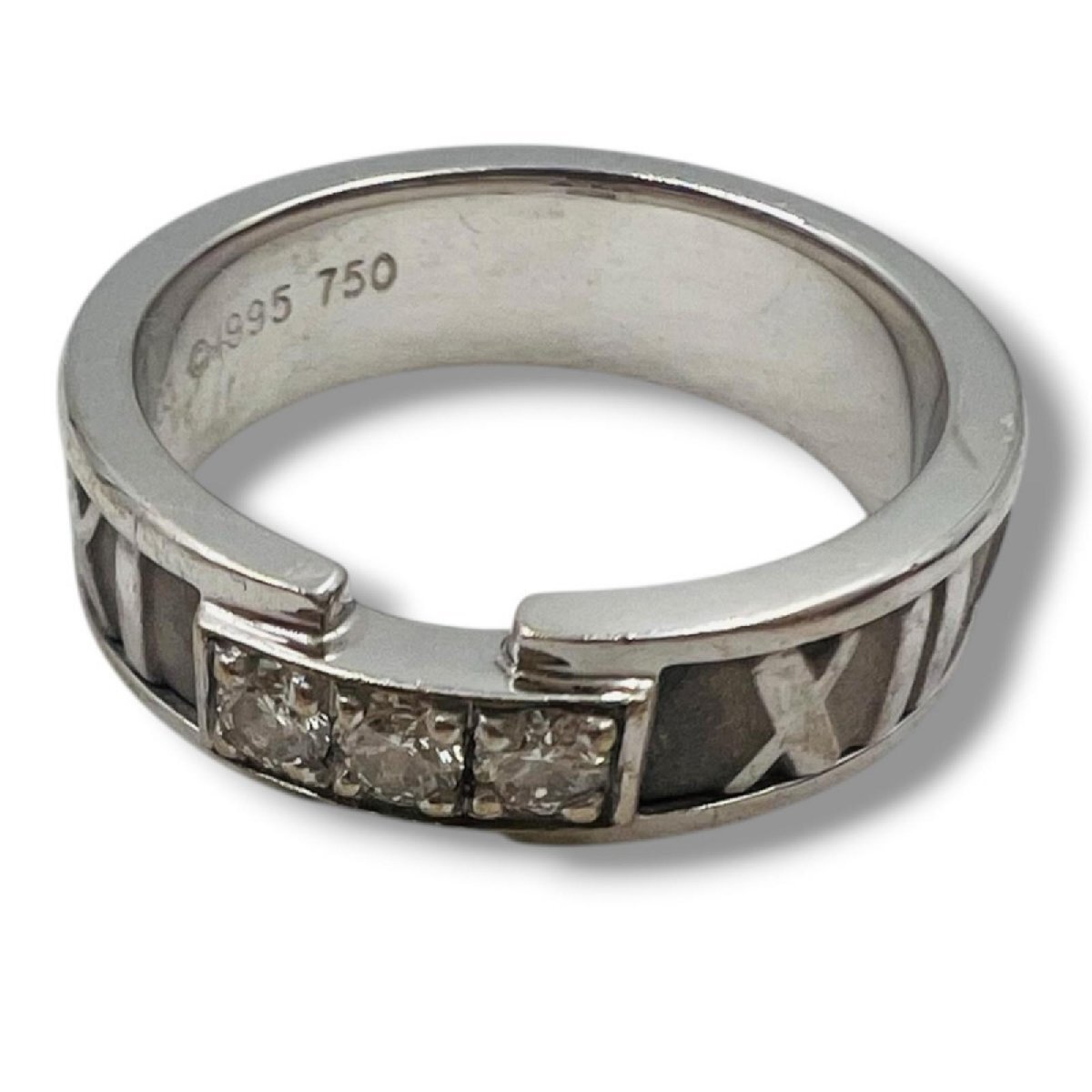 TIFFANY&Co. ティファニー　750　K18 WG 　3P　ダイヤモンド　アトラス　リング　　K18 11号　6.6g 　指輪