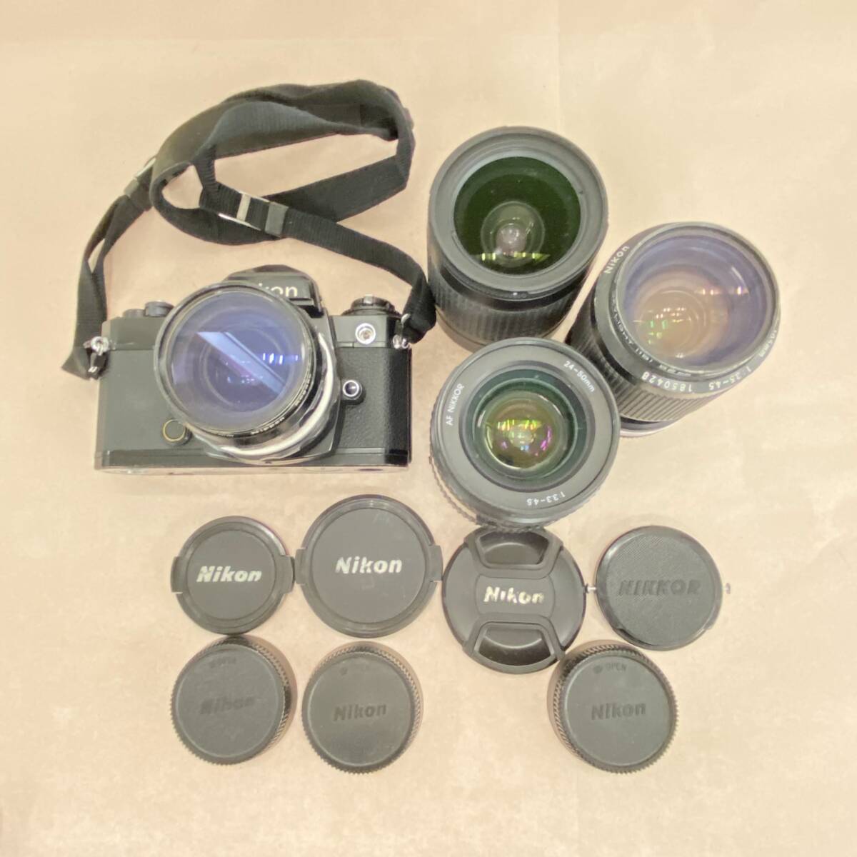 『TJ9』動作未確認 フィルムカメラ ニコン EF/AF 24-50mm 1:3.3-4.5/Zoom 35-105mm 1:3.5-4.5/AF 28-100mm 1:3.5-5.6G/1:3.5 F=28 現状品