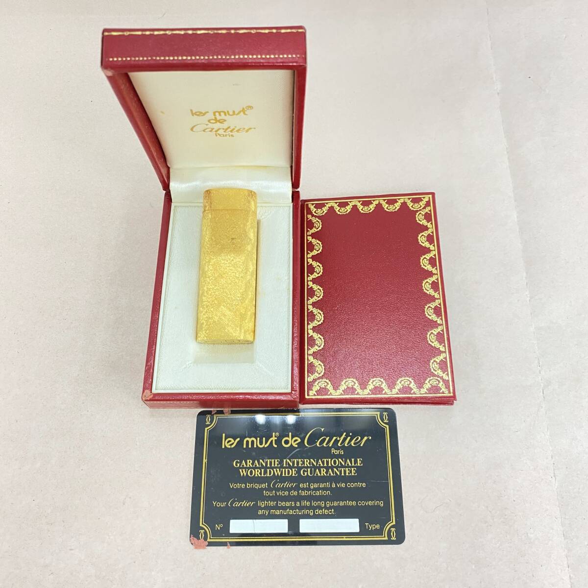 『M6』Cartier　カルティエ　ライター　オーバル　ローラー式　ゴールドカラー　火花無し　付属品あり　ヴィンテージ品　現状品