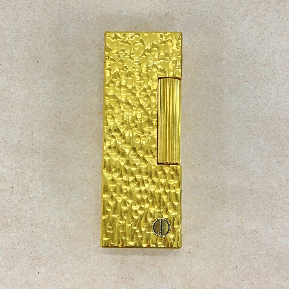 『L3』Dunhill　ダンヒル　ライター　スクエアー型　ローラー式　ゴールドカラー　火花無し　箱付き　ヴィンテージ品　現状品