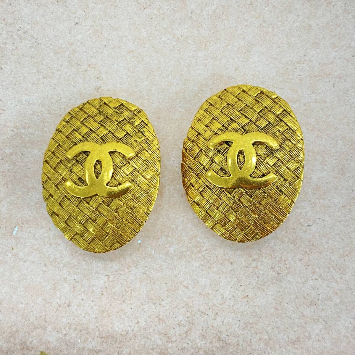 『KT8』CHANEL　シャネル　イヤリング　2904　ココマーク　オーバル　ゴールドカラー　メッシュ　ヴィンテージ　コレクターズ品　現状品