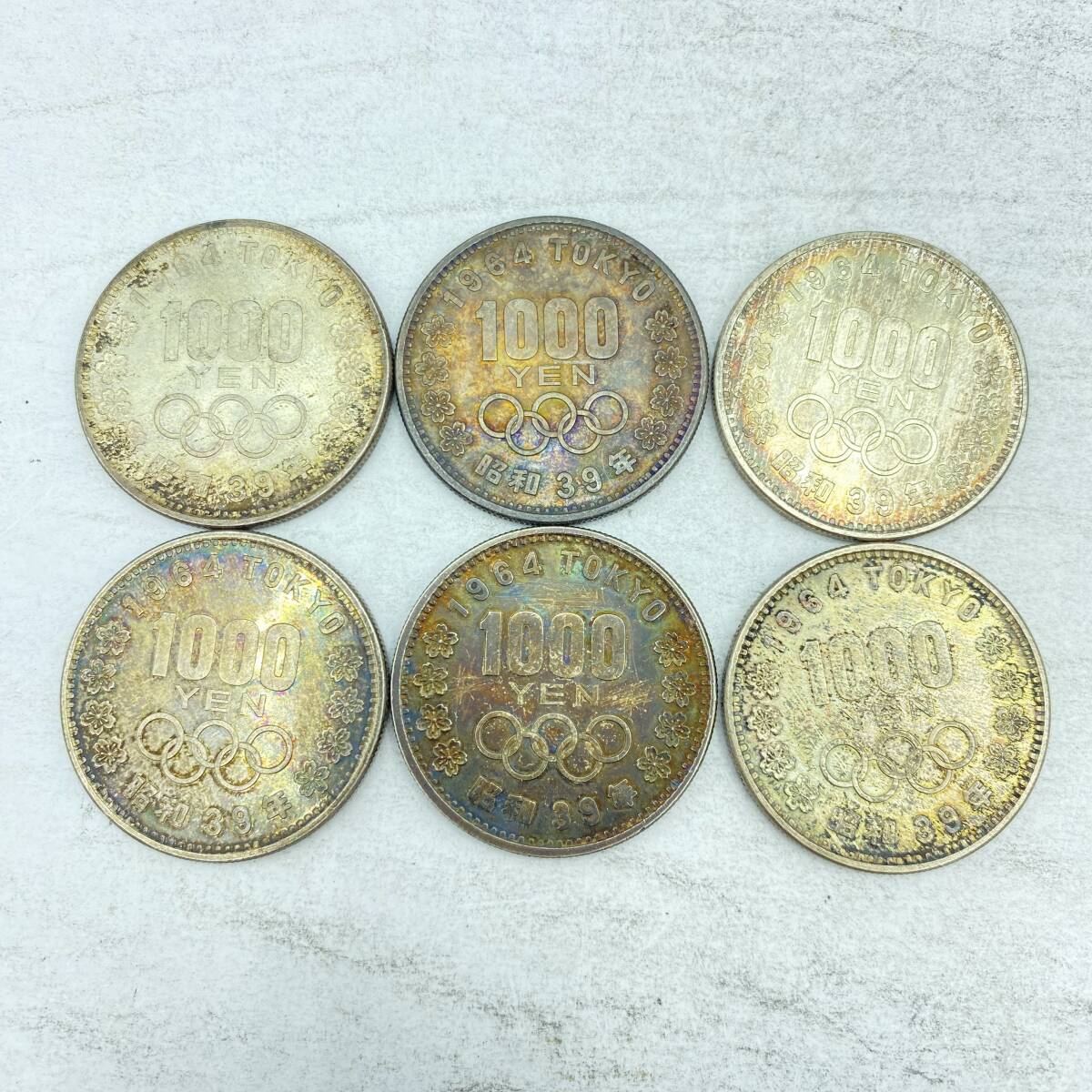 『TJ23』銀貨　総額面￥6.000-　東京オリンピック1000円銀貨ｘ6　昭和39年　記念硬貨　古銭　コレクターズ品　現状品