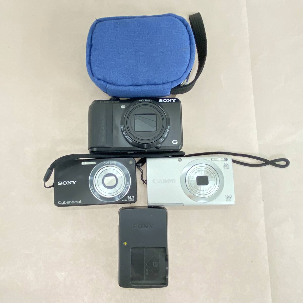 『F3』3台通電確認済み/動作未確認　デジカメ　ソニー:サイバーショットｘ2 DSC-W350 HX30V/キャノン:パワーショット A2400IS　 現状品
