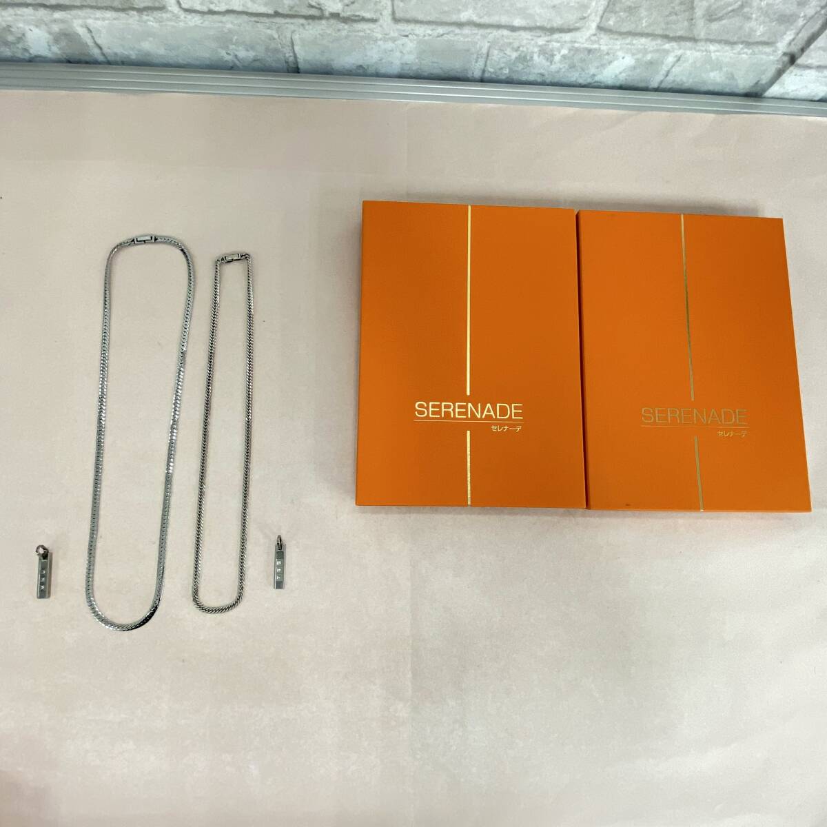 『M7』SERENADE セレナーデ　ネックレスｘ2　シルバー925/Pt-IN　ダイヤ本物　箱付き　喜平　バーペンダント　アクセサリー　現状品