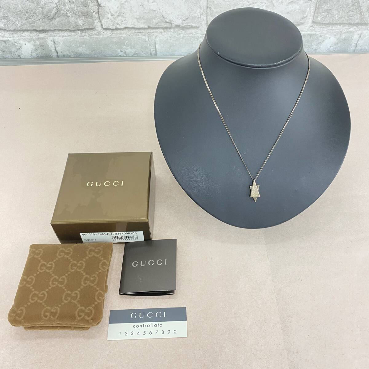 『M9』GUCCI　グッチ　ネックレス　スター・オブ・ダビデ　約42ｃｍ/約6ｇ　箱・巾着・他付属品あり　現状品