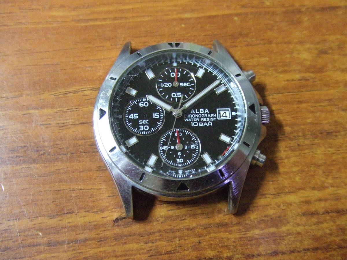 U814　ALBA/アルバ SEIKO/セイコー クォーツ 7T92-0CV0 クロノグラフ　フェイスのみ 腕時計 中古　未確認 現状　ジャンク