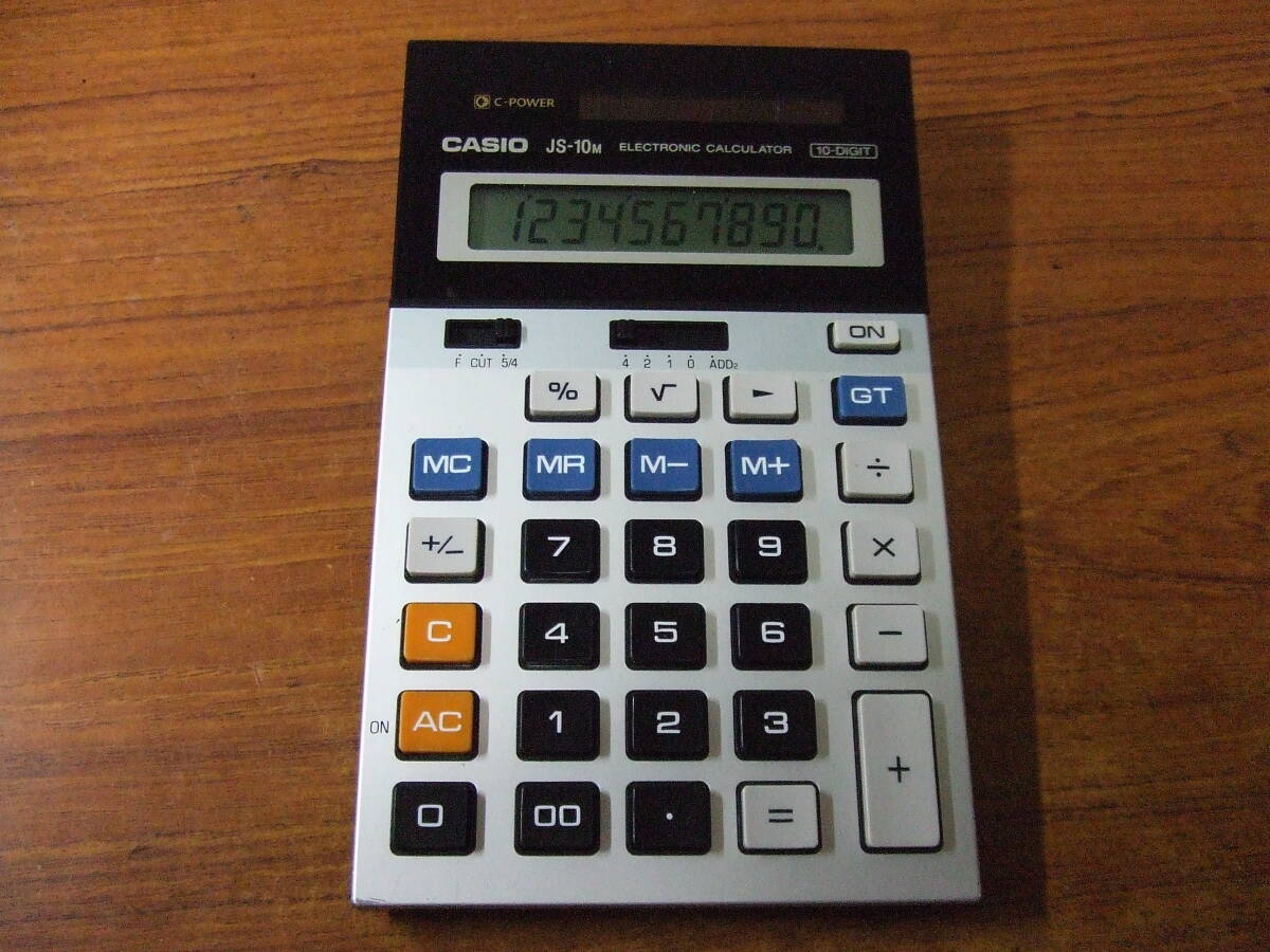 U906 希少！CASIO/カシオ JS-10M カシオ ソーラー 10桁 電卓 中古 レトロ