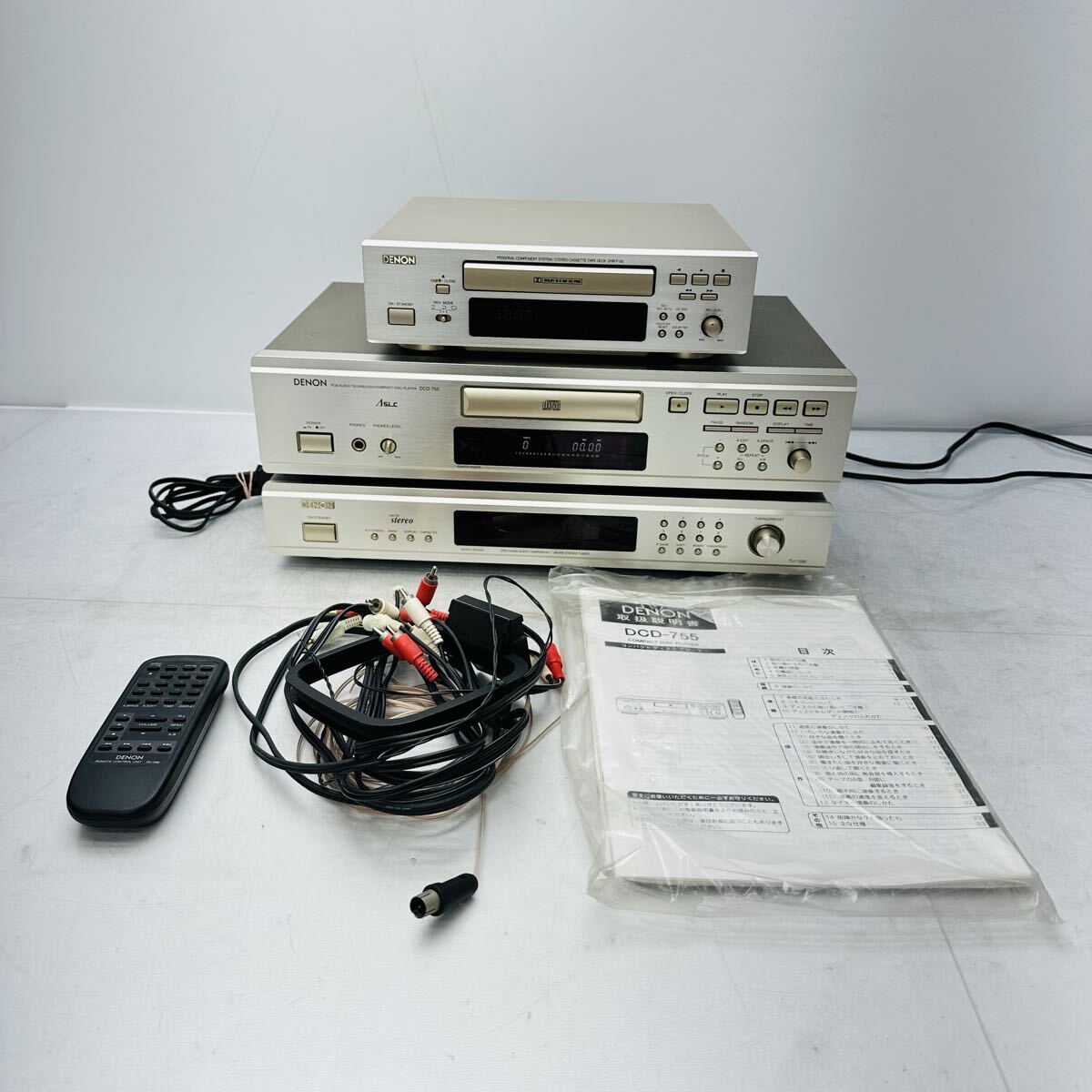DENON ステレオカセットテープデッキ DRR-F100 コンパクトディスクプレーヤー DCD-755 AM-FMステレオ TU-1500 デノン
