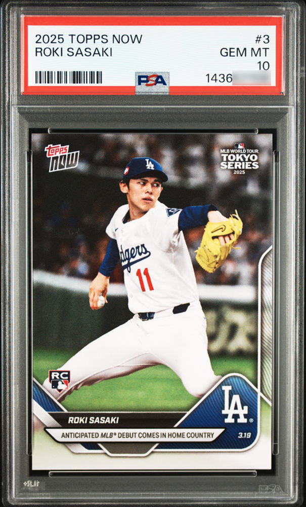 【PSA10 鑑定済み】佐々木朗希 ドジャース 2025 Topps now #3 RC 母国MLBデビュー MLB東京シリーズ