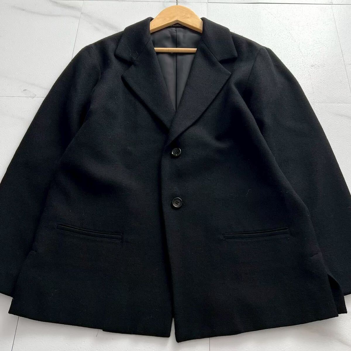 美品 02AW◆Yohji Yamamoto + noir テーラードジャケット シングル ウール ブラック 黒 2 レディース ヨウジヤマモトプリュスノアール