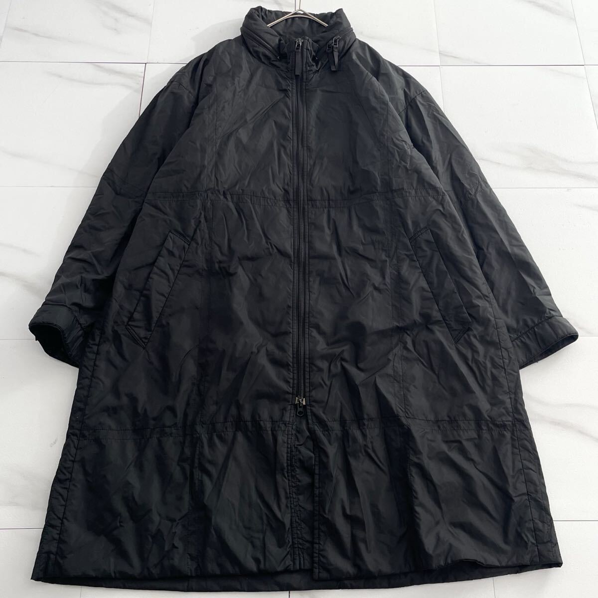 極美品◆ISSEY MIYAKE MEN Thinsulate パラシュートコート ロング 2way フード収納可 中綿 黒 3 L相当 メンズ イッセイミヤケメン archive
