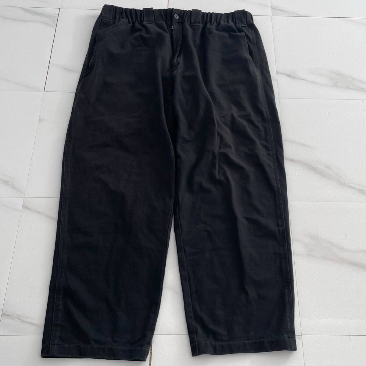 美品 L位◆Y's for men ワイドパンツ スラックスパンツ ウエストゴム ギャザー コットン ブラック メンズ ワイズフォーメン ヨウジヤマモト