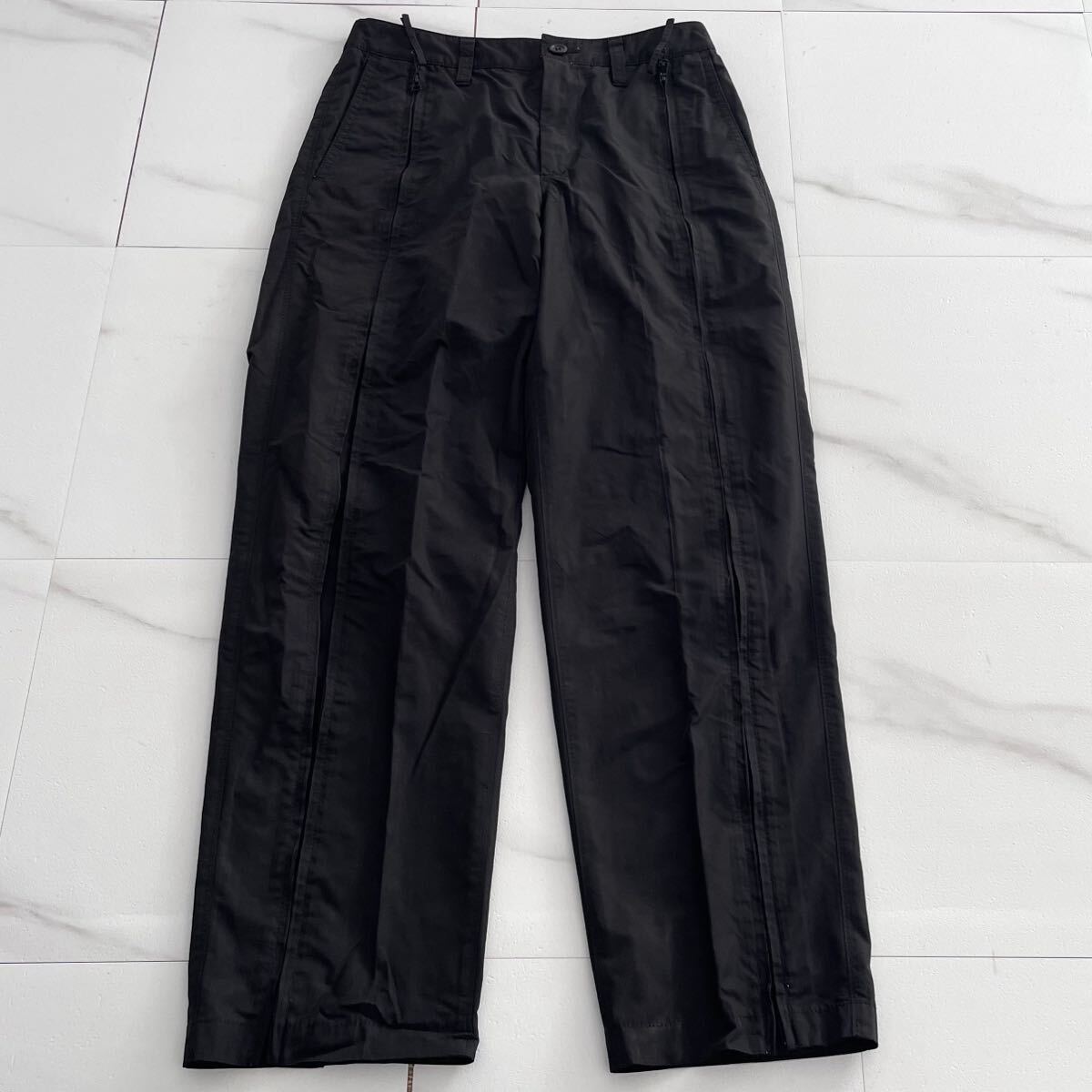 極美品 09AW◆ISSEY MIYAKE パラシュートパンツ ストレートパンツ ダブルジップ ファスナー ブラック レディース イッセイミヤケ archive