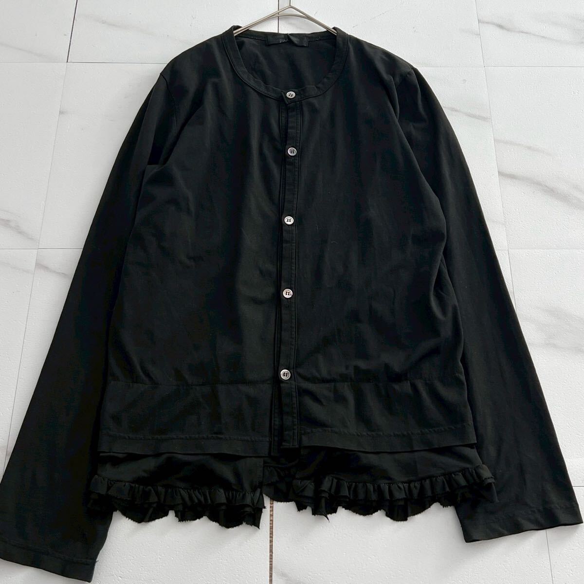 極美品 14AW◆COMME des GARCONS コムコム カーディガン 羽織り AD2014 フリル ブラック 黒 Lサイズ相当 レディース コムデギャルソン
