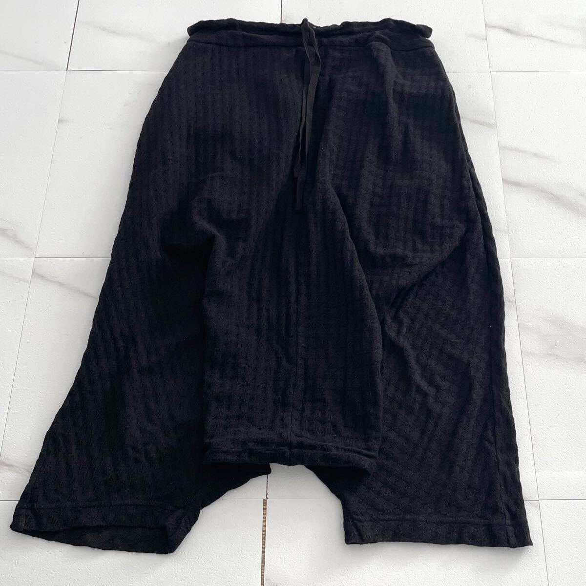 極美品 22SS◆Y's ニットサルエルパンツ ペンギン ギャザーイージー ウエストゴム コットン 綿 ブラック 黒 2 M相当 ワイズ ヨウジヤマモト