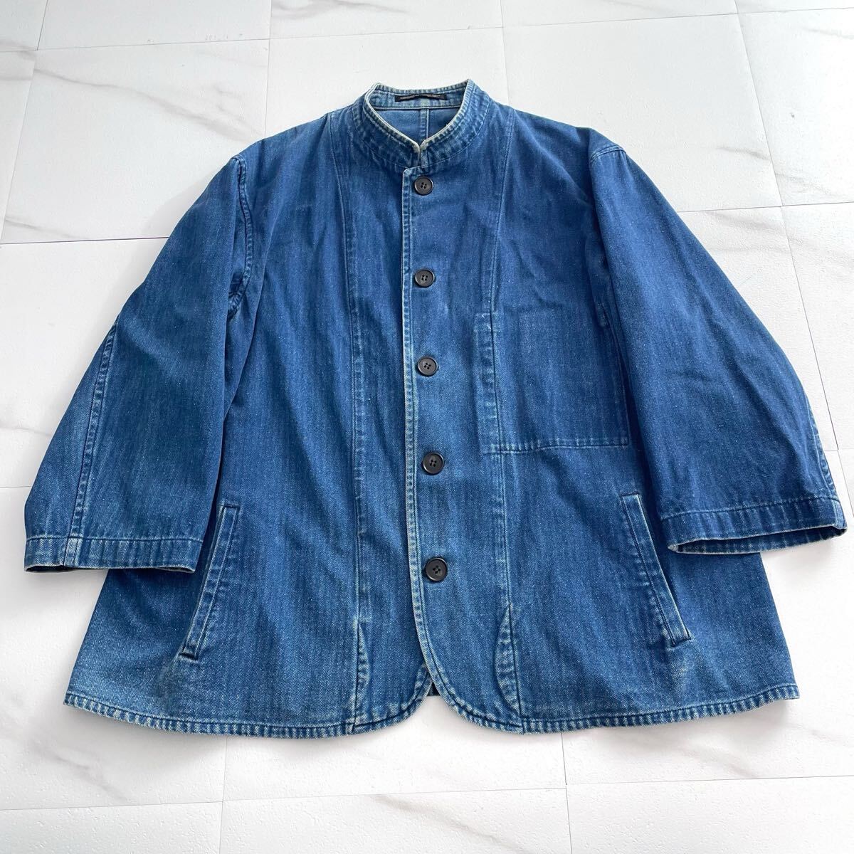 99SS◆Yohji Yamamoto POUR HOMME カップルズ期 デニムジャケット スタンドカラー ブルー系 L位 メンズ archive ヨウジヤマモトプールオム