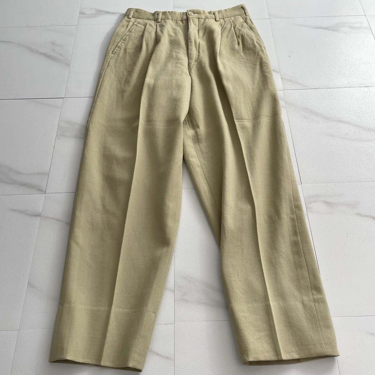 極美品◆COMME des GARCONS HOMME PLUS AD1994 スラックスパンツ ウールギャバジン ベージュ Lサイズ位 コムデギャルソンオムプリュス