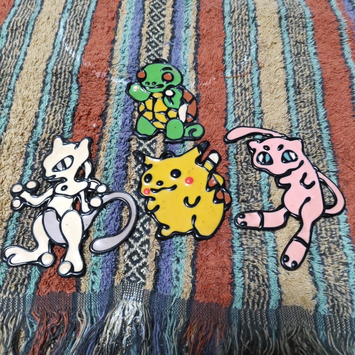 ポケモン キーホルダー 4点セット ピカチュウ ミュウ ミュウツー ゼニガメ メルヘンランド 当時物 約25年前 レトロ キーチェーン 金具なし