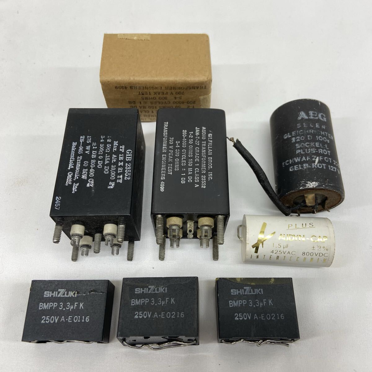 トランス コンデンサ まとめ7点 Gilfillan / Transonic オーディオトランス / AEG セレン整流器 / AUDYN-CAP フィルムコンデンサ / SHIZUKI