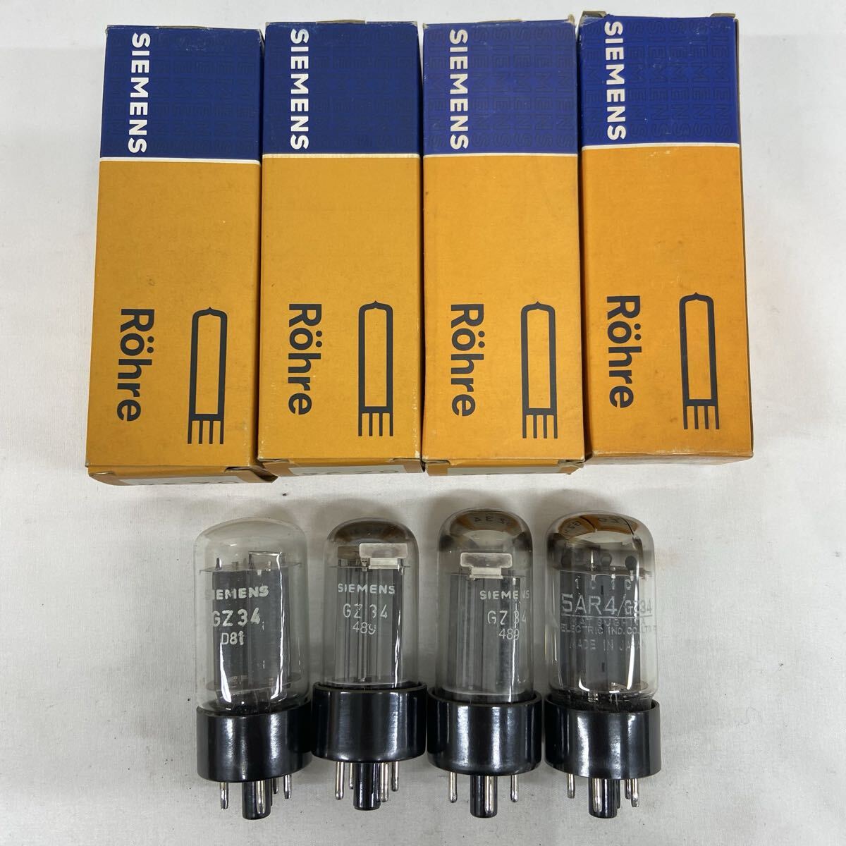 真空管 4本 シーメンス SIEMENS GZ34 / 5AR4 松下電気　MATSUSHITA 現状品 箱あり