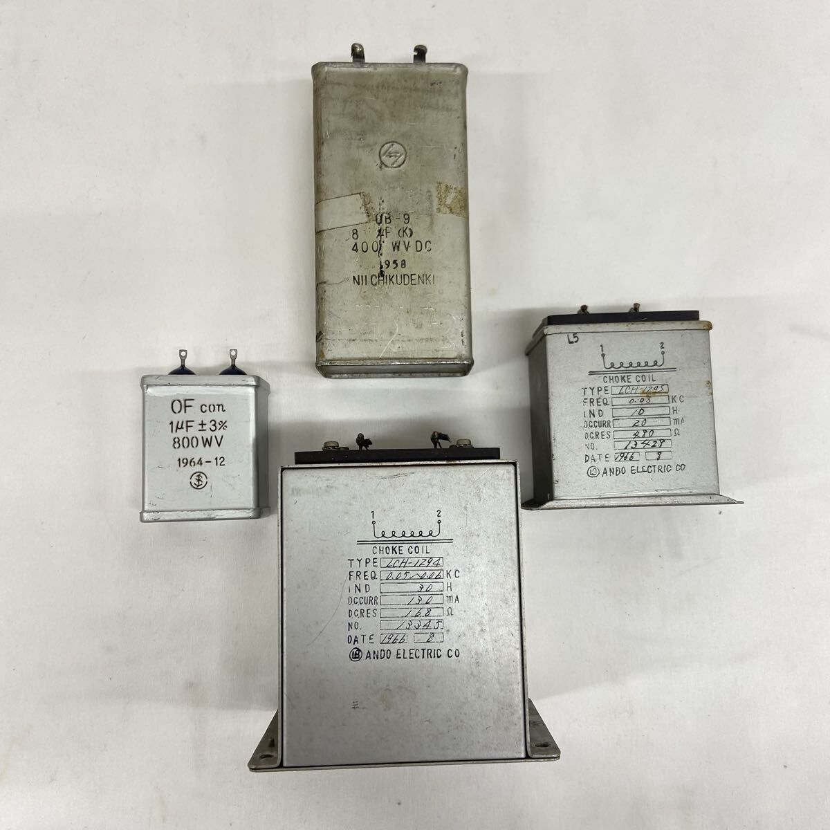 安藤電気 チョークコイル LCH-1294 LCH-1295 ＆ オイルコンデンサ まとめ 4点セット 日本蓄電器 真空管オーディオ 現状品