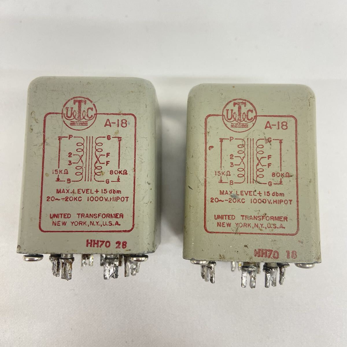 UTC A-18 トランス ペア United Transformer ビンテージ オーディオ 入力トランス 真空管アンプ用 動作未確認 現状品