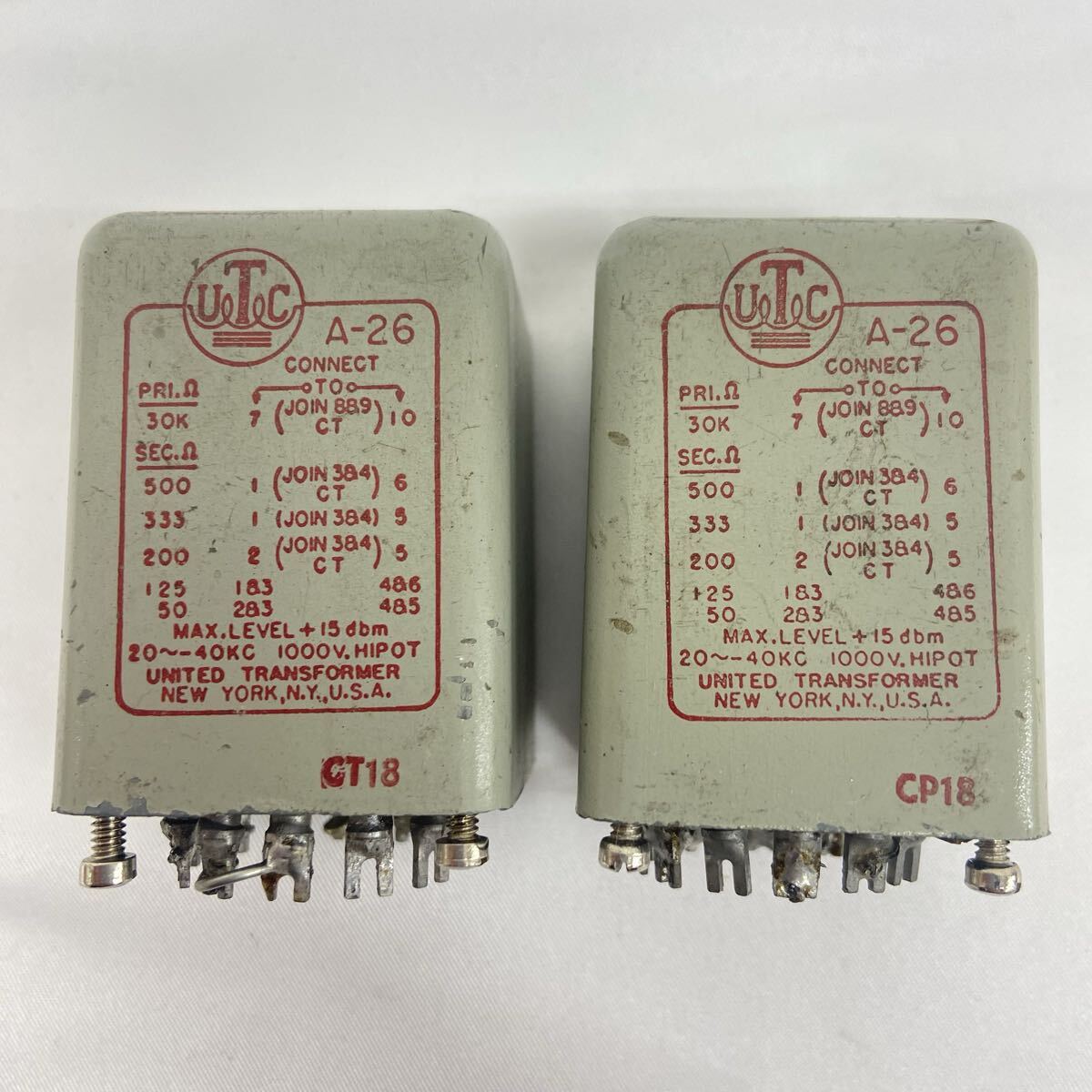 UTC A-26 トランス ペア United Transformer ビンテージ オーディオ 真空管アンプ用 動作未確認 現状品