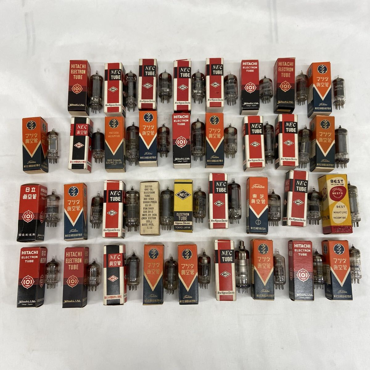 真空管 まとめ 全35本 元箱付 日立/NEC/マツダ(東芝)/BEST / HYTRON 6CL6 6BQ7A 6CB6 6AU6 その他 現状品