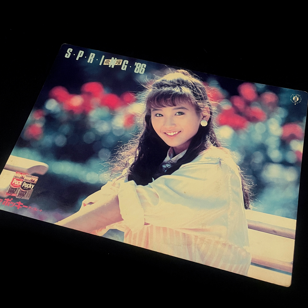 1986年当時物！グリコ ポッキーチョコレート「本田美奈子」下敷き（グリコ製品一覧表） /昭和レトロ/アイドル /非売品/販促品
