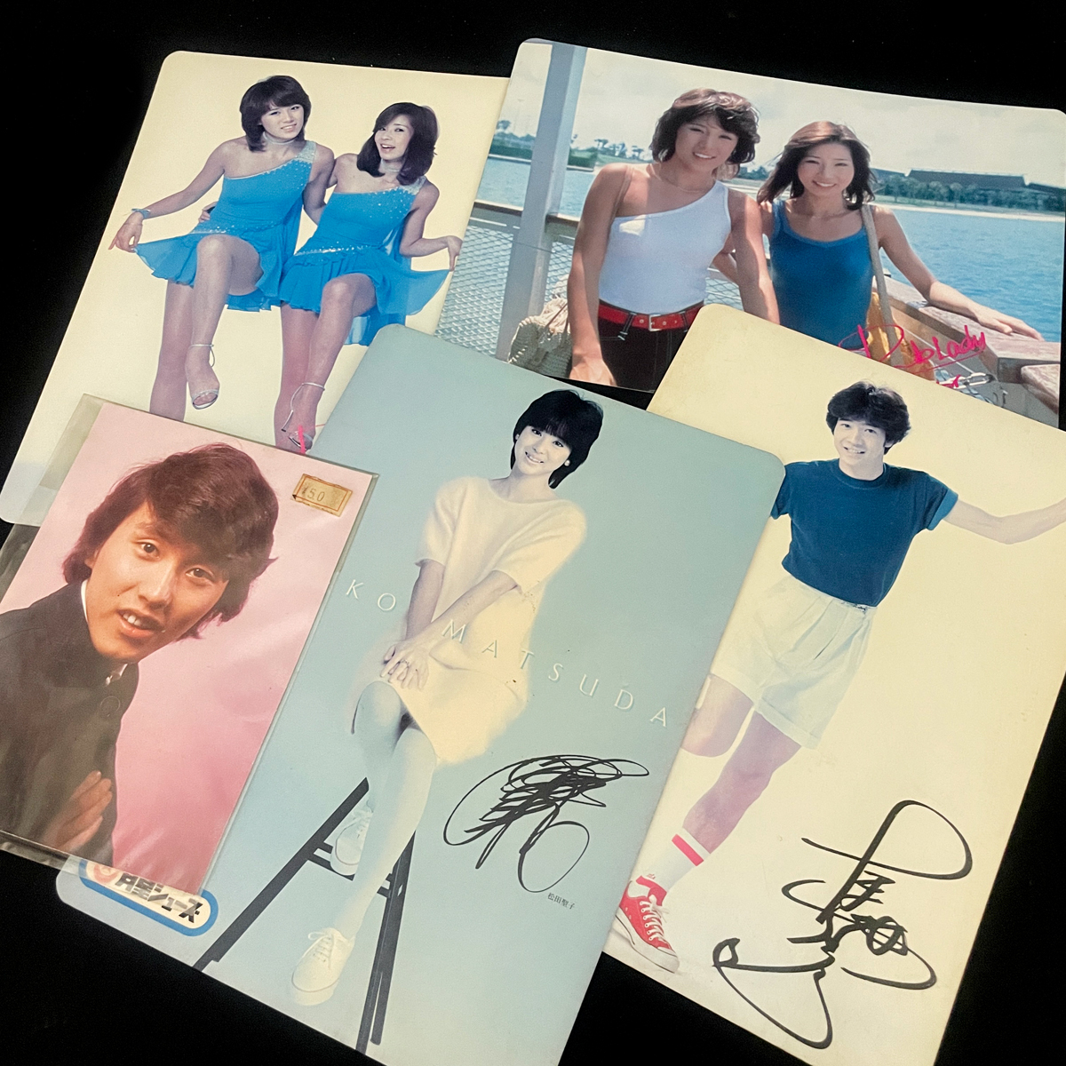 当時物！昭和のアイドル 下敷き＆レコード まとめ売り /ピンクレディ/松田聖子/田原俊彦/昭和レトロ/非売品/付録/