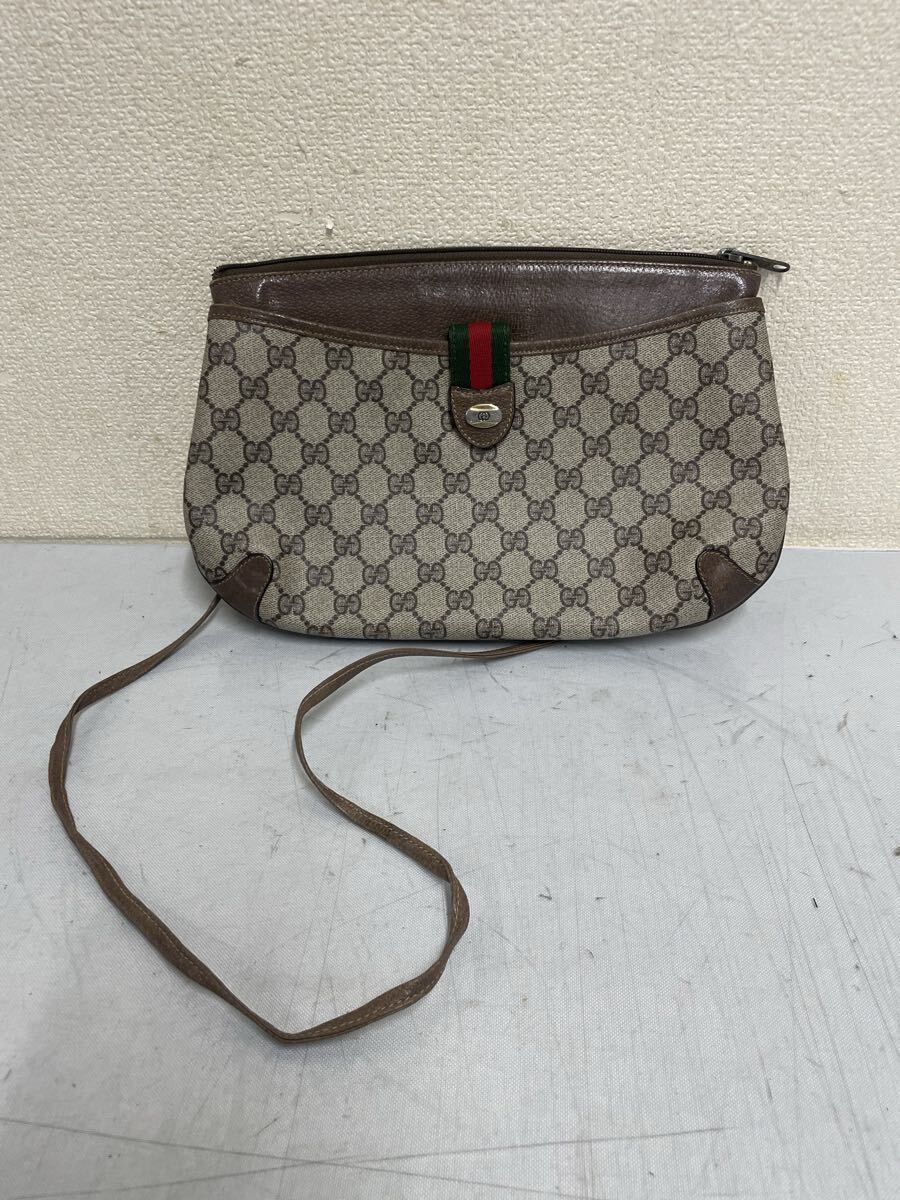 ※130 GUCCI グッチ ショルダーバッグ オールドグッチ GGスプリーム シェリーライン レザー GG柄