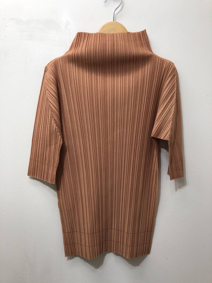 186☆PLEATS PLEASE ISSEY MIYAKE☆エイポックインサイド ハイネックカットソー【3】くすみオレンジ