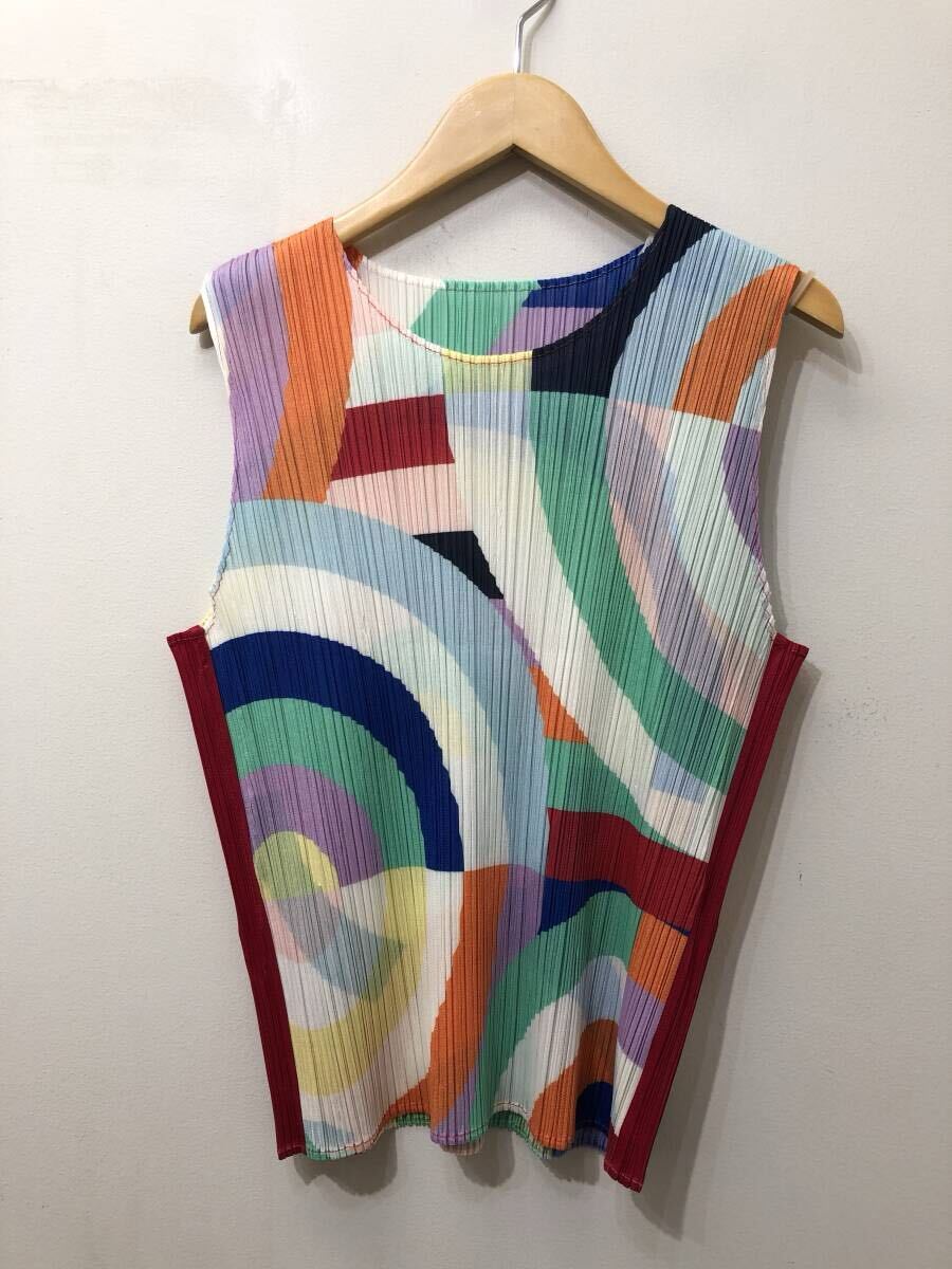229☆PLEATS PLEASE ISSEY MIYAKE プリーツプリーズ☆カラフル ノースリーブ【3】マルチ