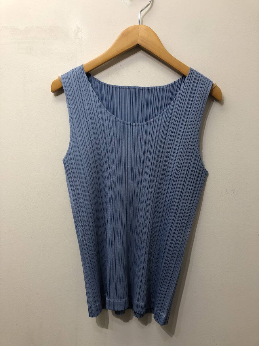 249☆PLEATS PLEASE プリーツプリーズ☆イッセイミヤケ☆ノースリーブカットソー【３】ブルーグレー