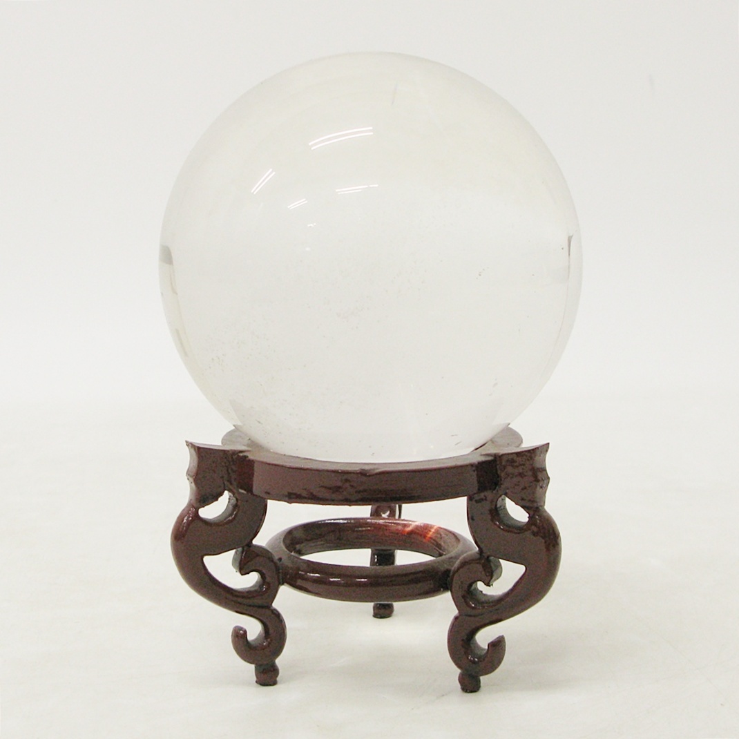 水晶玉 台座付き 置物 直径約11cm インテリア オブジェ コレクション Kキ66