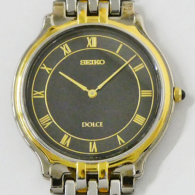 SEIKO セイコー Dolce ドルチェ 黒文字盤 コンビカラー 5E30-6A60 クォーツ 腕時計 Kキ31